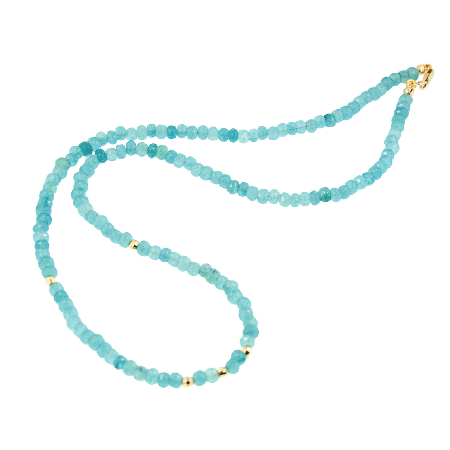 14K Gold Amazonite Mirror Bead Necklace