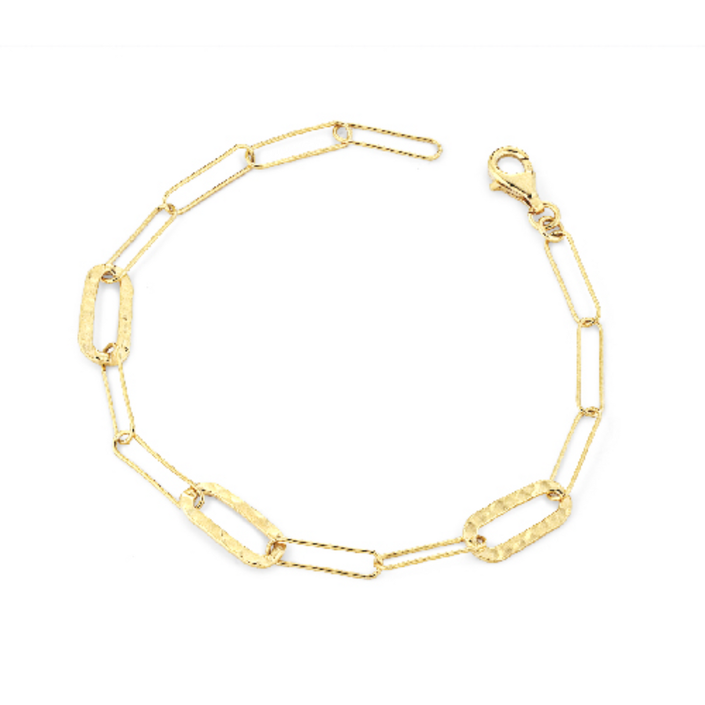 Gold Over Sterling Hammered Link Bracelet