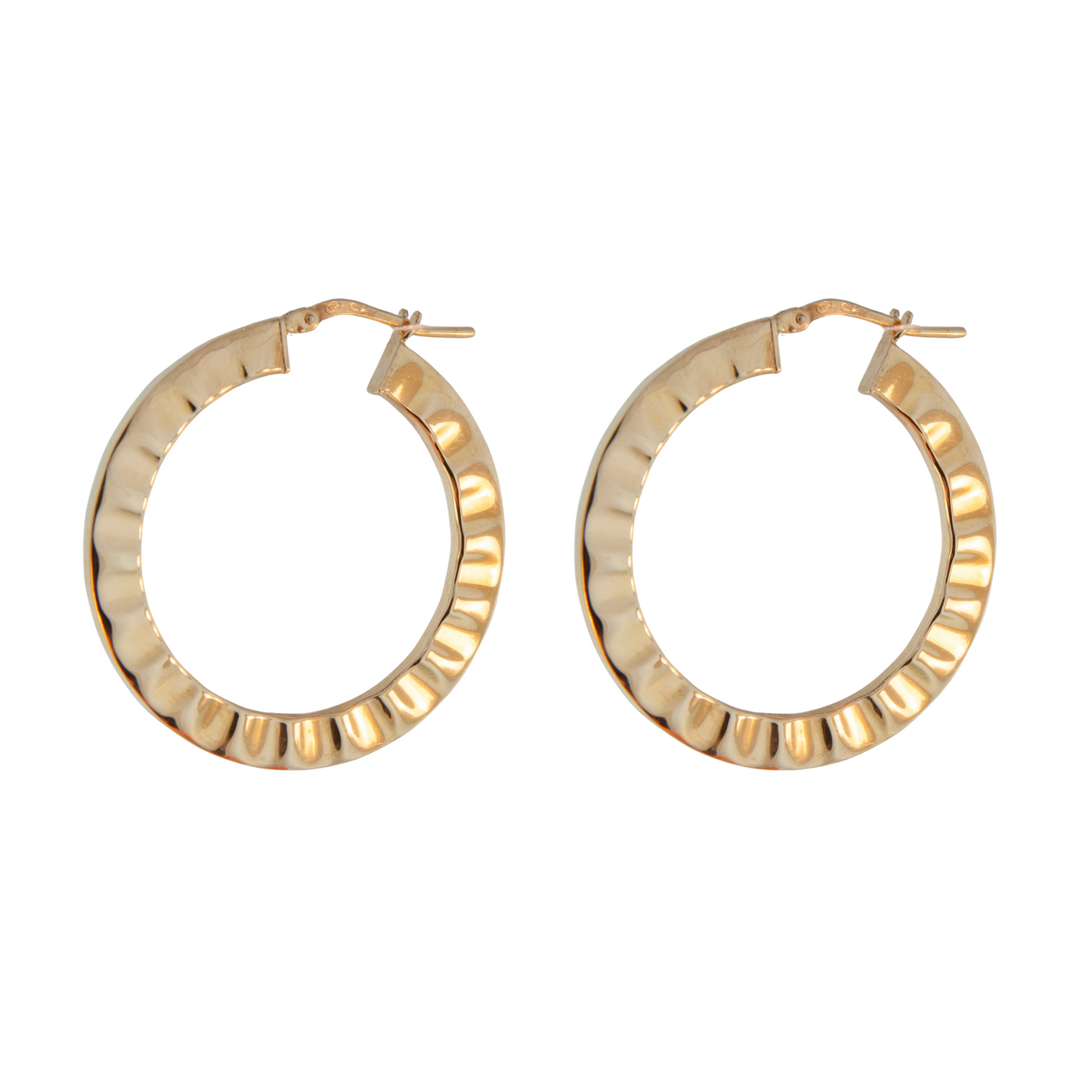 Gold Over Sterling Scalloped Hoop Earring