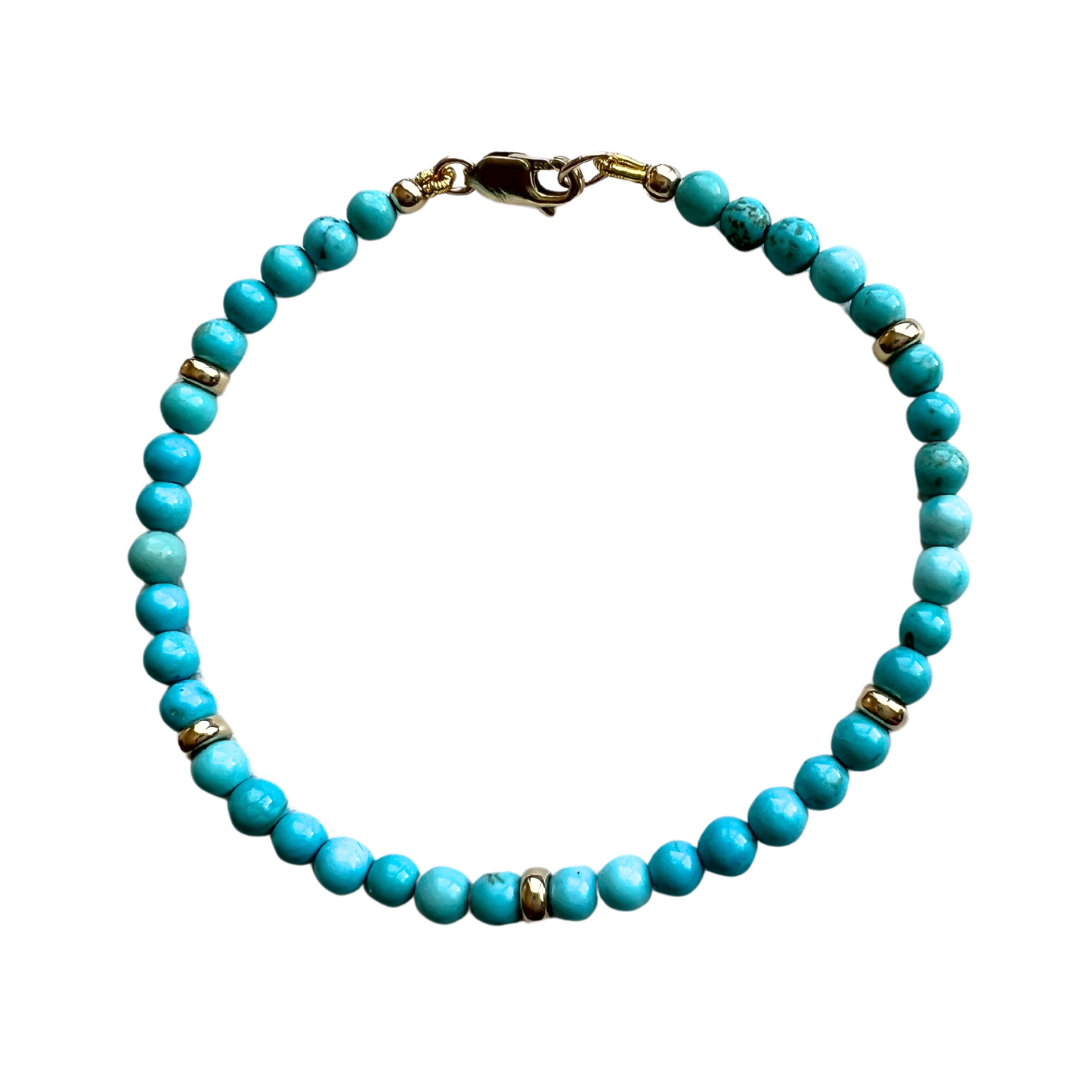 14K Gold Turquoise 4mm Gold Rondelle Bracelet