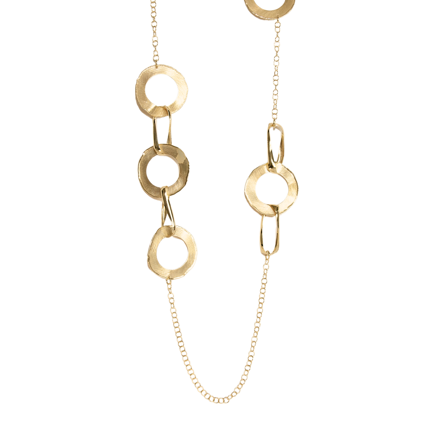 Gold Over Sterling Open Discs & Twisted Links Necklace