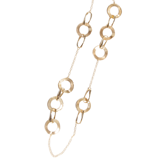 Gold Over Sterling Open Discs & Twisted Links Necklace