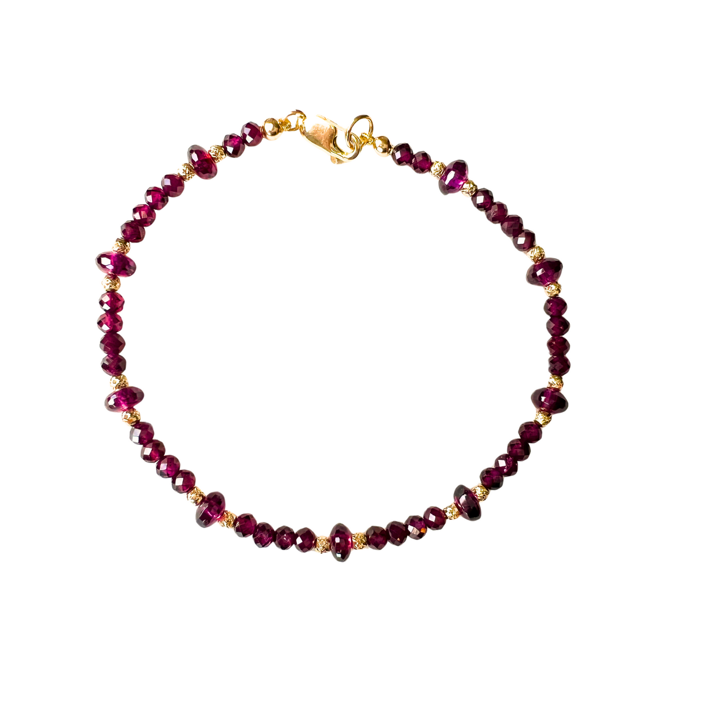 14K Gold Garnet Rondelle Bracelet