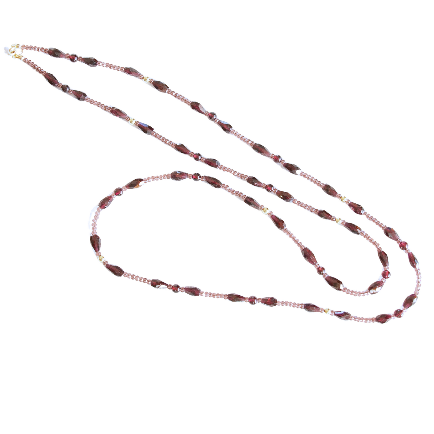 Gold Over Sterling Faceted Garnet & Mauve Crystal Rope