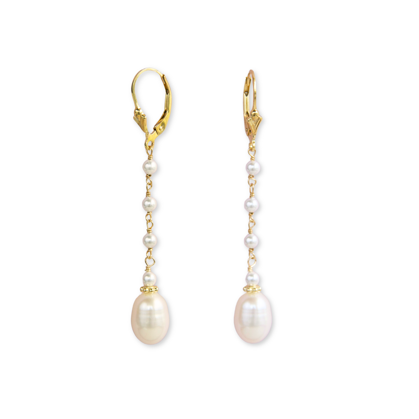 Gold Over Sterling White Pearl Wrapped Earring