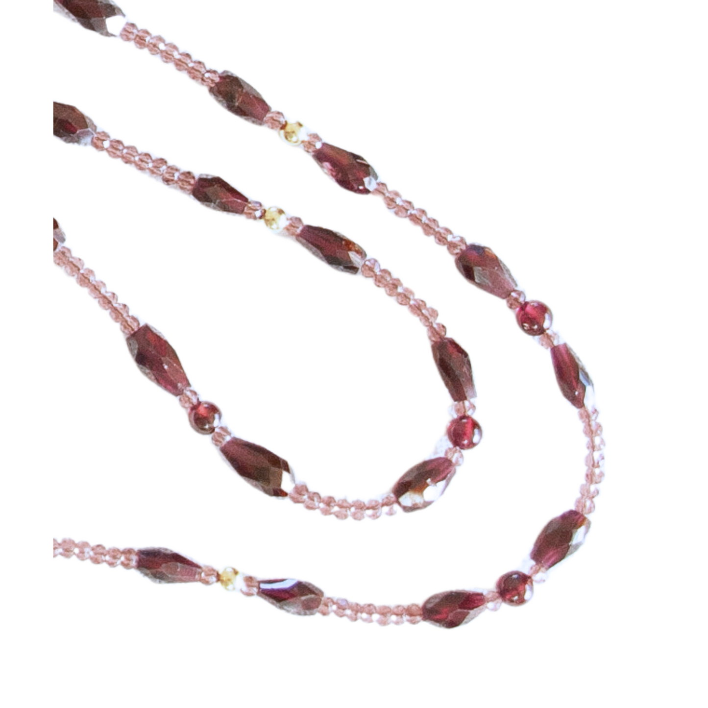 Gold Over Sterling Faceted Garnet & Mauve Crystal Rope