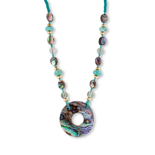 Gold Over Sterling Abalone Donut Necklace