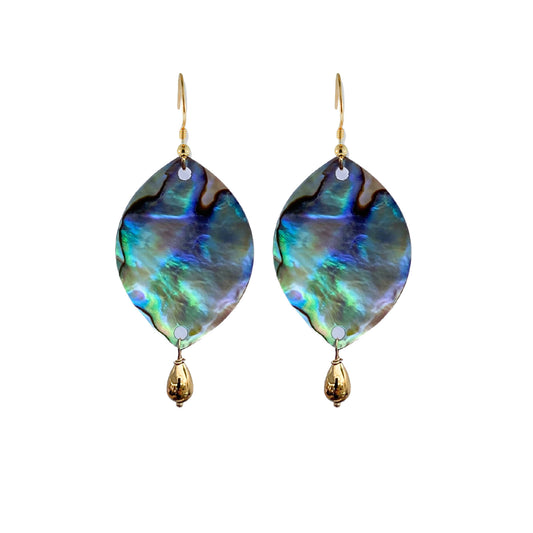 Gold Over Sterling Abalone Marquise Earring