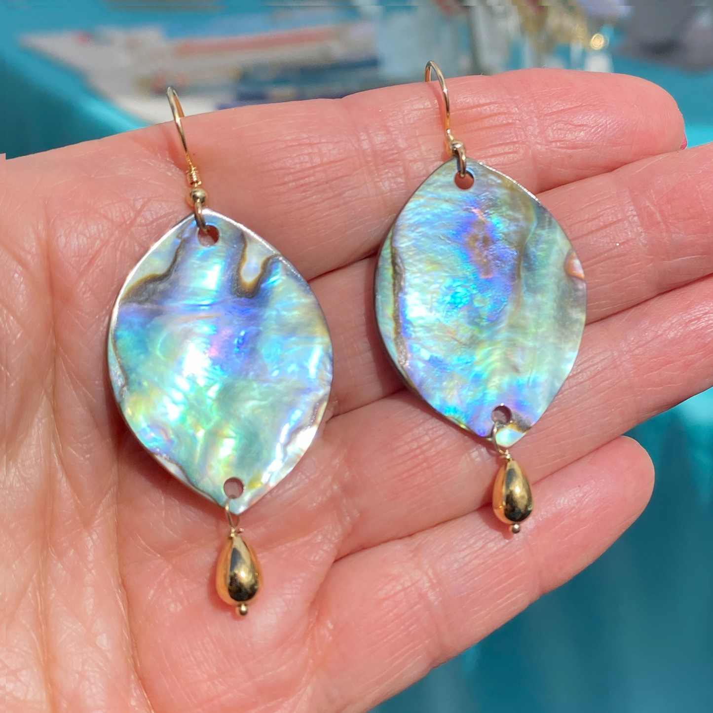 Gold Over Sterling Abalone Marquise Earring