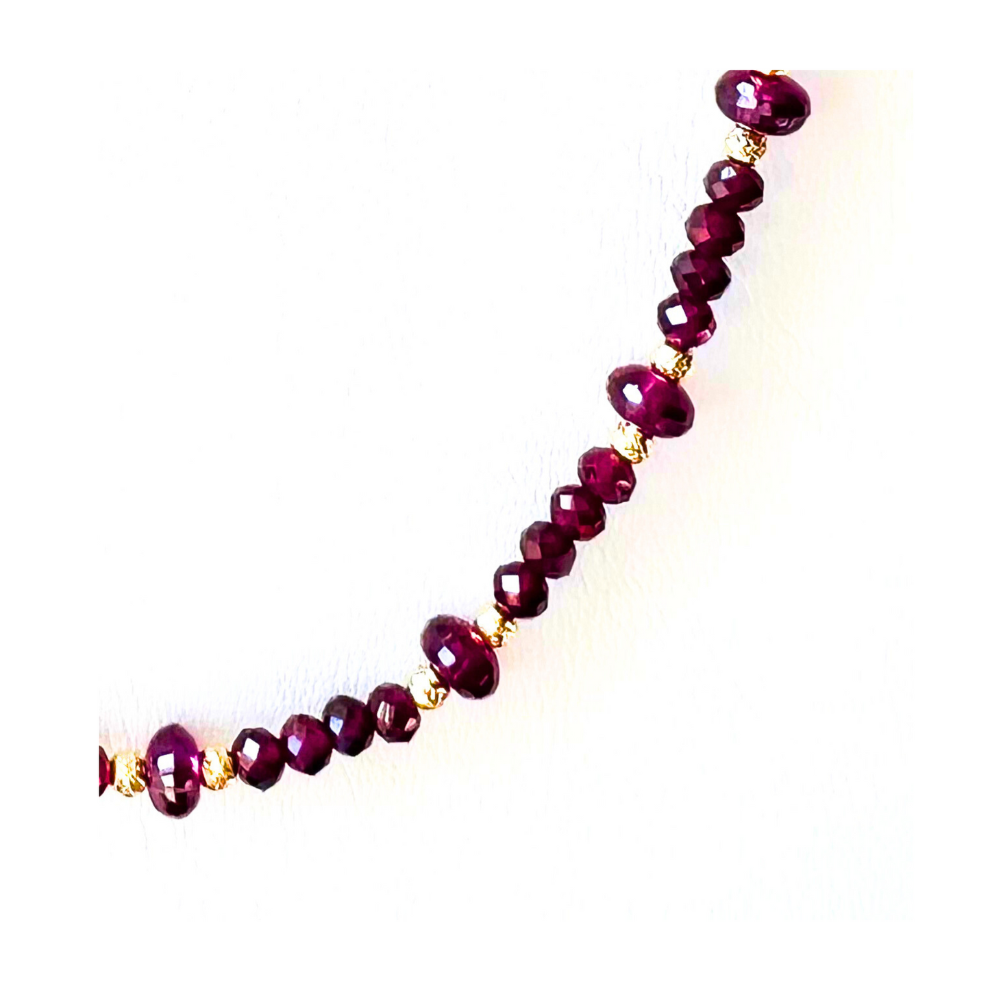 14K Gold Garnet Rondelle Necklace