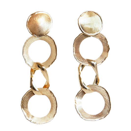 Gold Over Sterling Open Discs & Twisted Links Earring