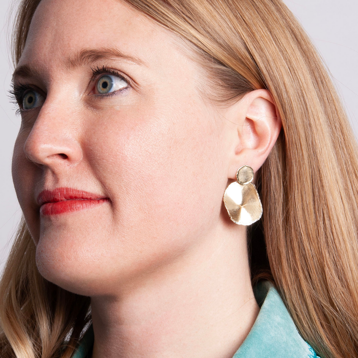 Gold Over Sterling Double Frosted Disc Earring