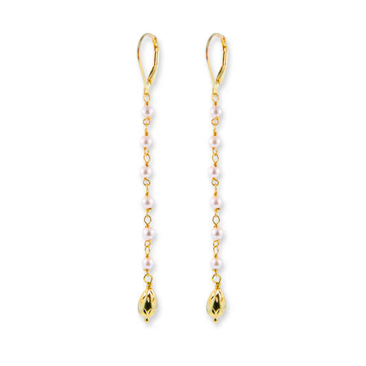 Gold Over Sterling White Wrapped Pearl Shoulder Duster