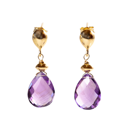 Gold Over Sterling Amethyst Teardrop Post Earrings