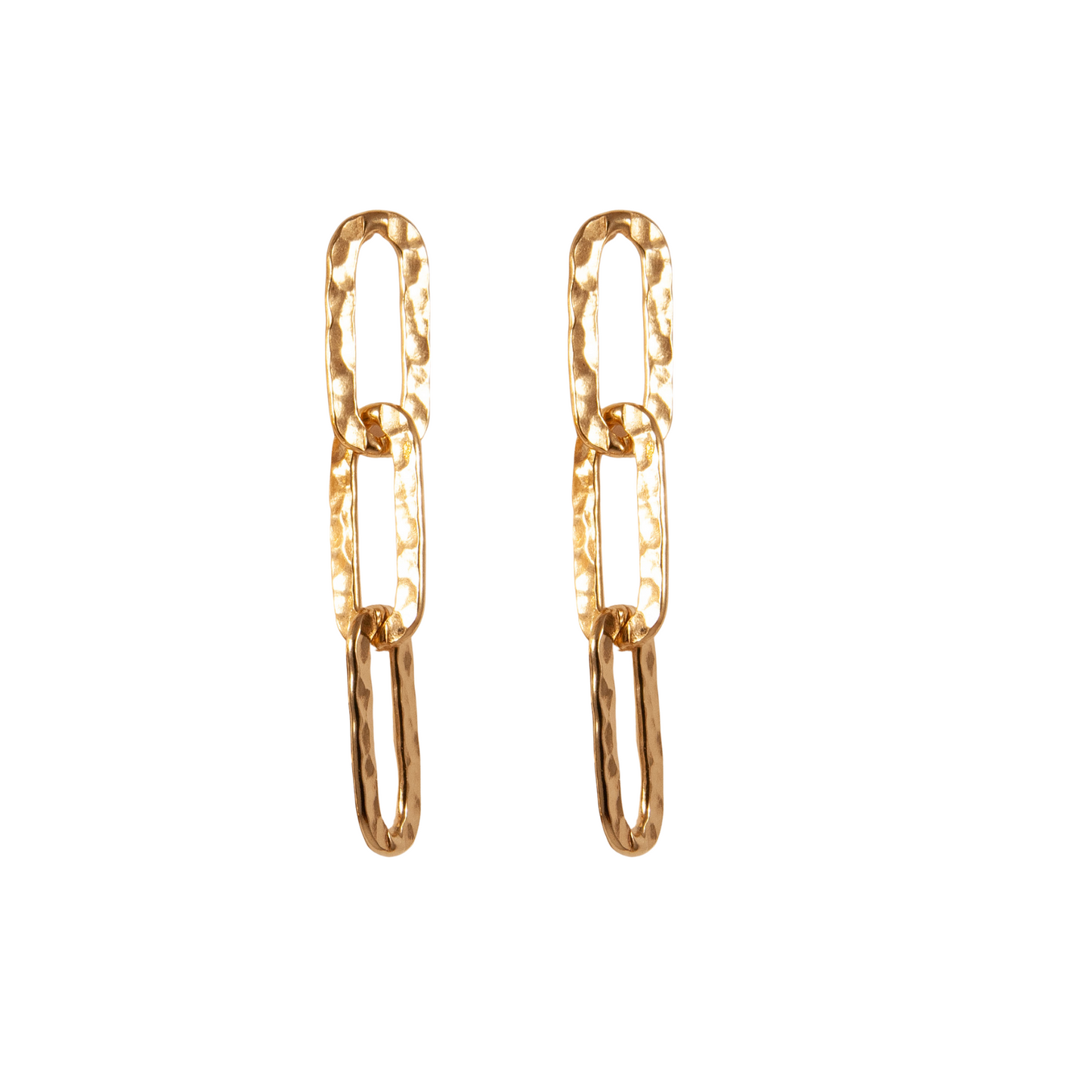 Gold Over Sterling Hammered Link Post Earring