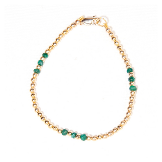 Gold Over Sterling Emerald 3mm Ball Bracelet