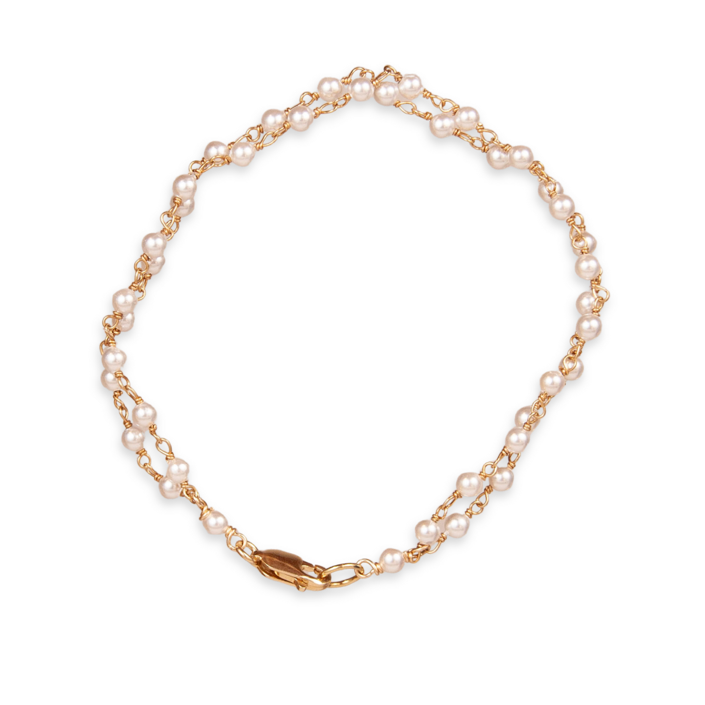 Gold Over Sterling White Pearl Wrapped Bracelet