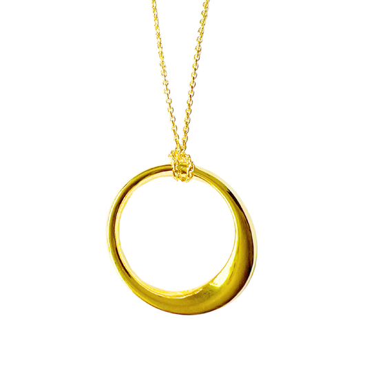 Gold Over Sterling Large Circle Pendant on Chain