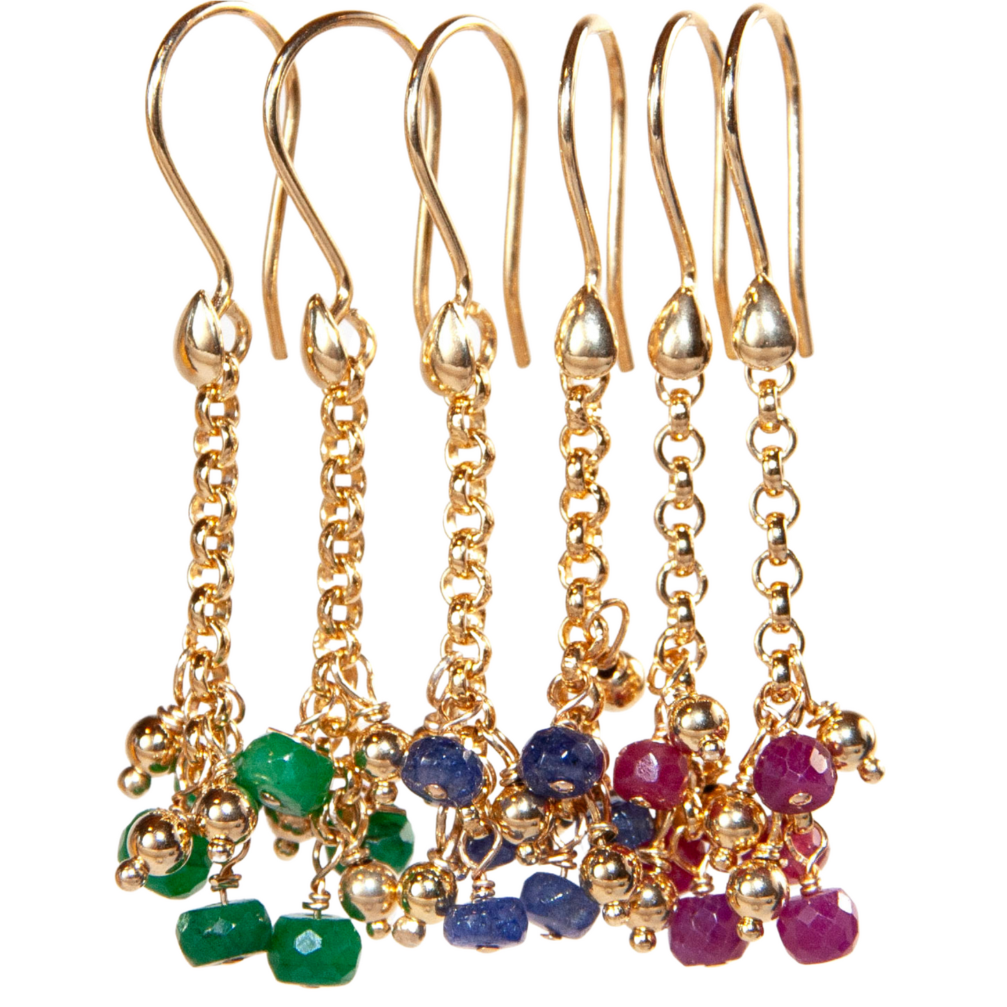 Gold Over Sterling Ruby Cluster Earring