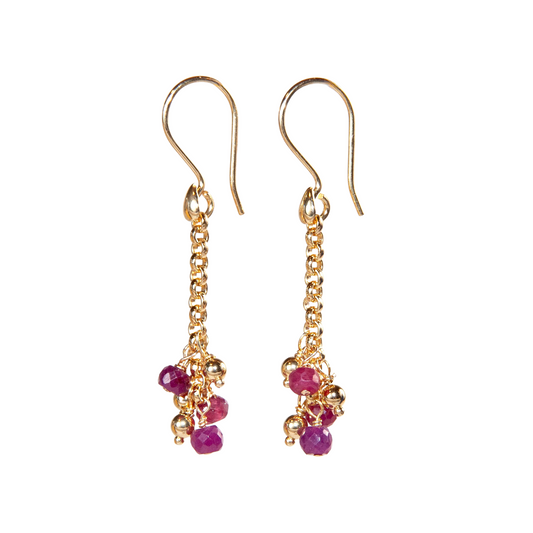 Gold Over Sterling Ruby Cluster Earring