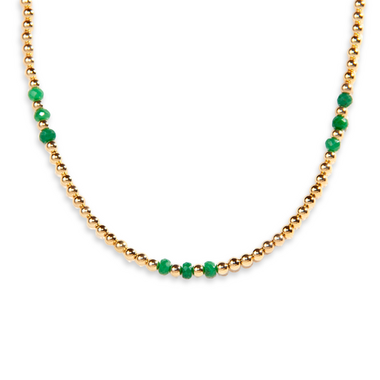 Gold Over Sterling Emerald 3mm Ball Necklace