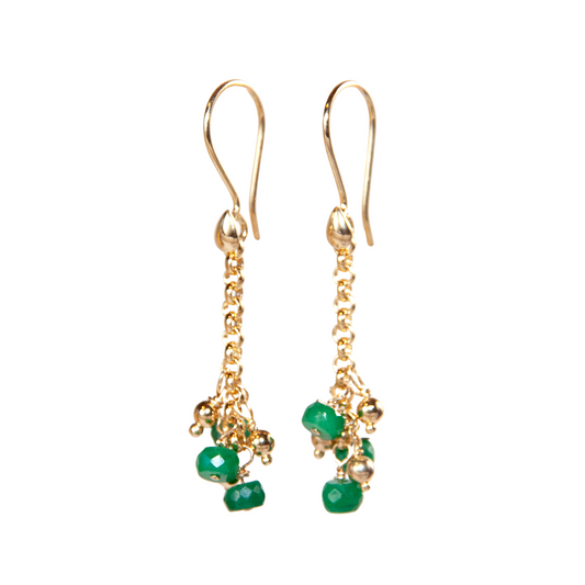 Gold Over Sterling Emerald Cluster Earring