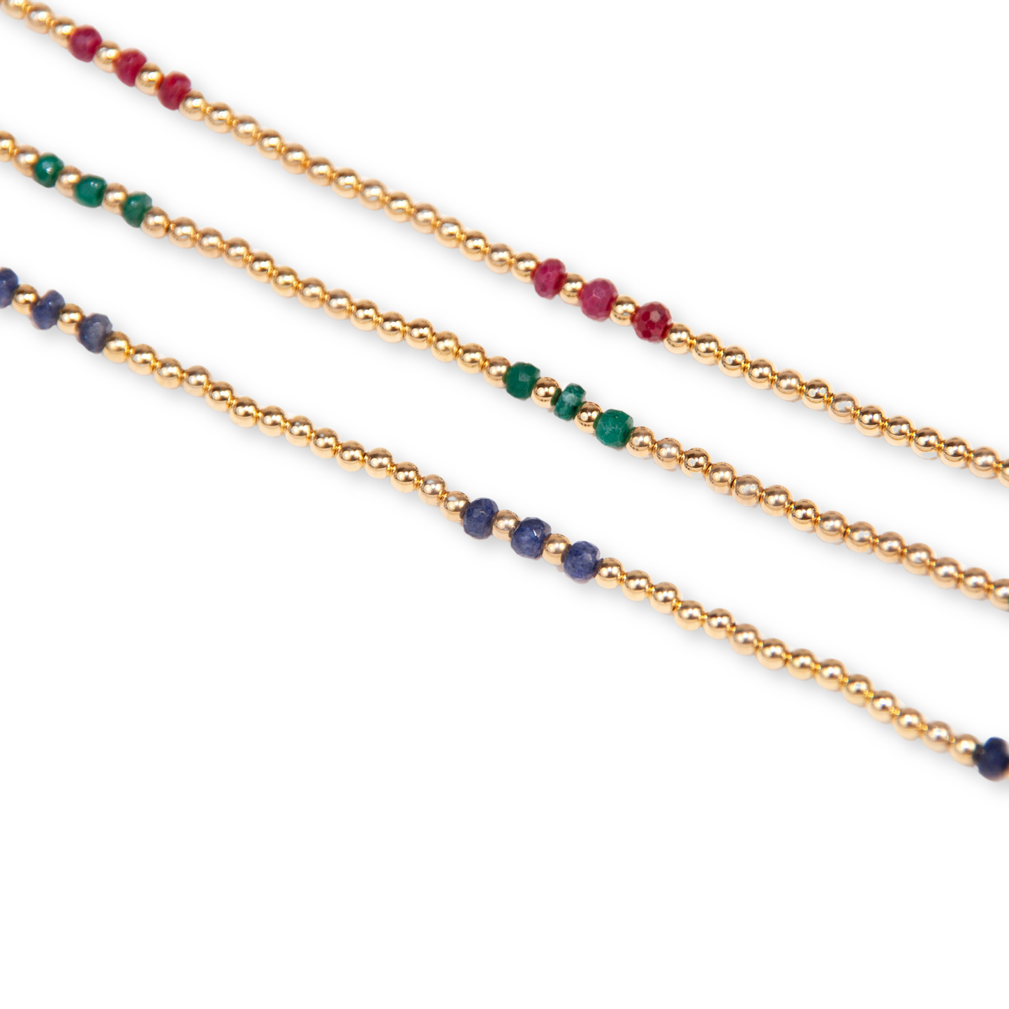 Gold Over Sterling Sapphire 3mm Ball Bracelet