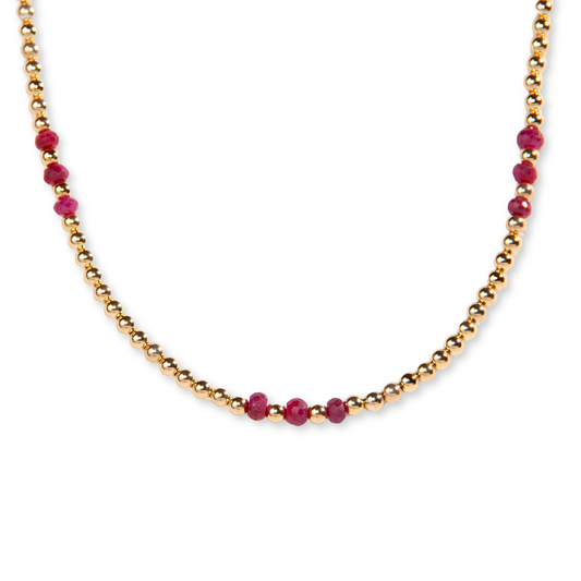 Gold Over Sterling Ruby 3mm Ball Necklace