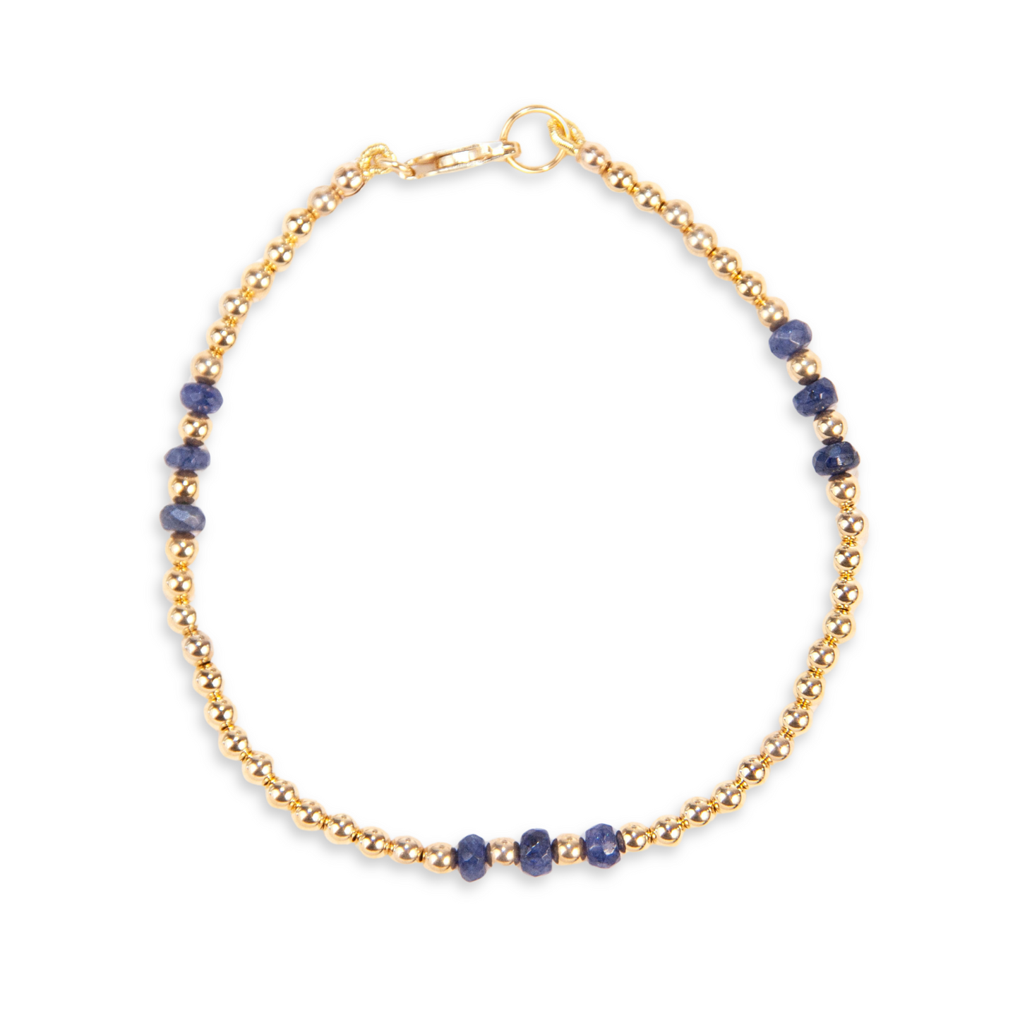 Gold Over Sterling Sapphire 3mm Ball Bracelet