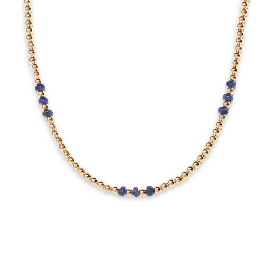 Gold Over Sterling Sapphire 3mm Ball Necklace