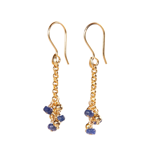 Gold Over Sterling Sapphire Cluster Earring