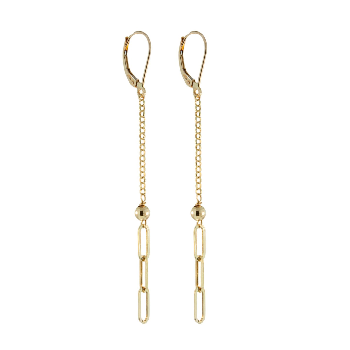 14K Gold Paperclip & Rolo Shoulder Duster Earring