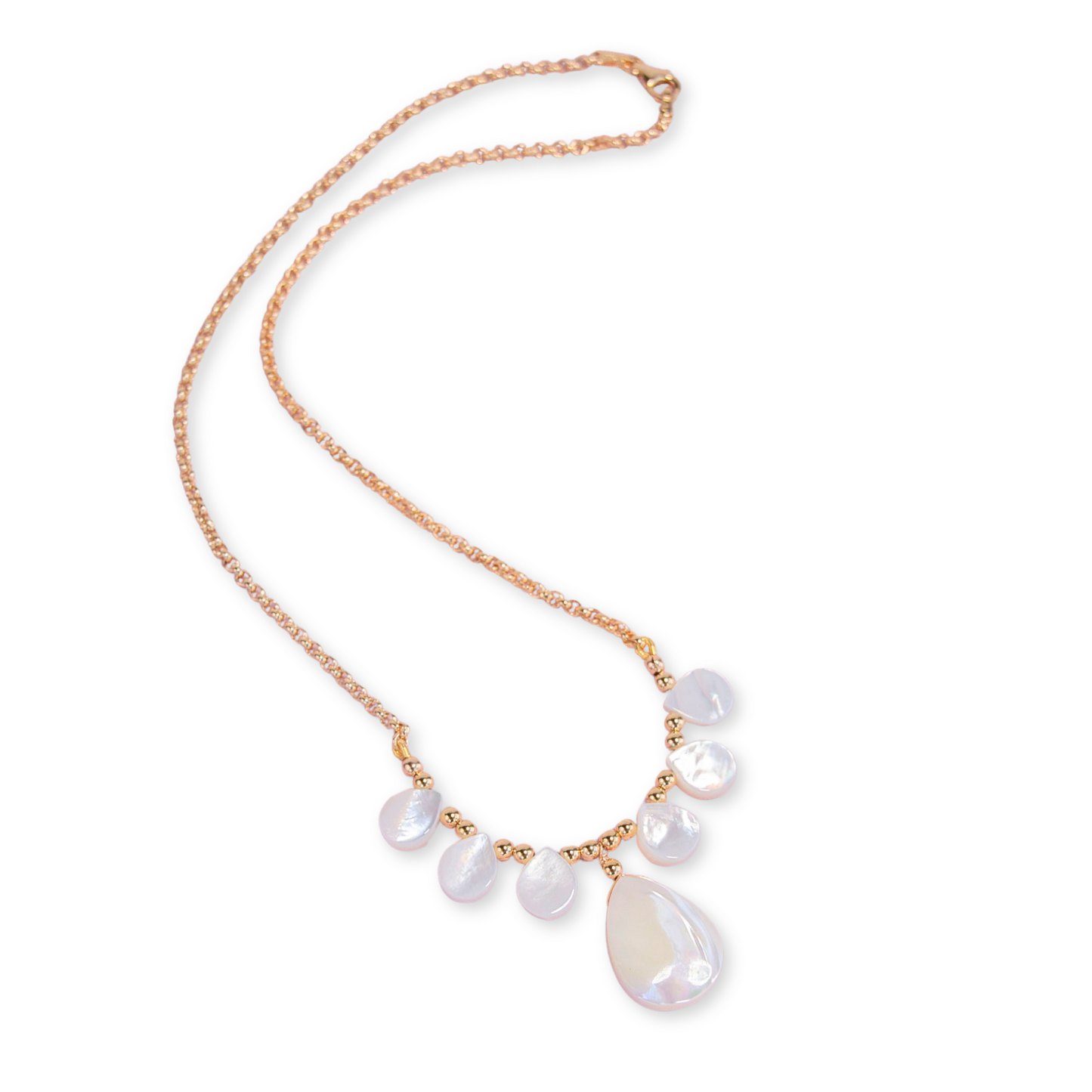 Gold Over Sterling Mother of Pearl Teardrop Necklace