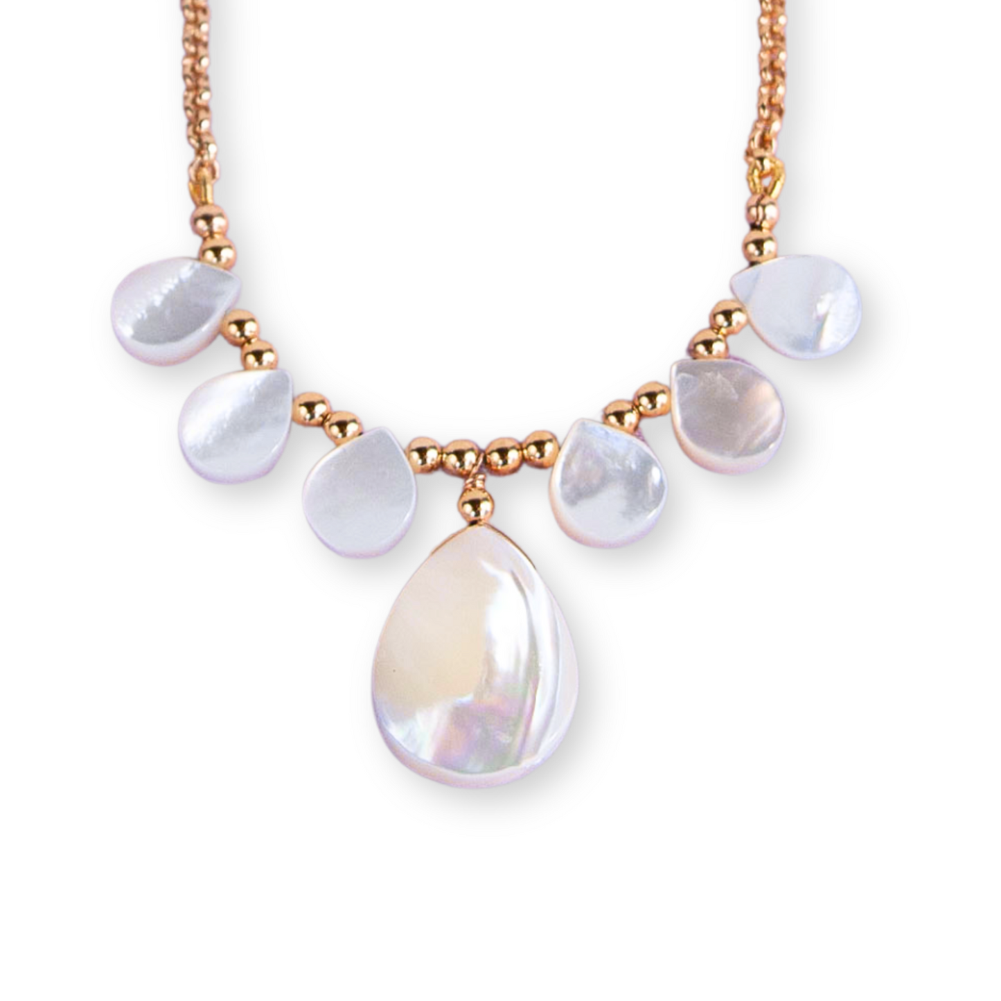 Gold Over Sterling Mother of Pearl Teardrop Necklace