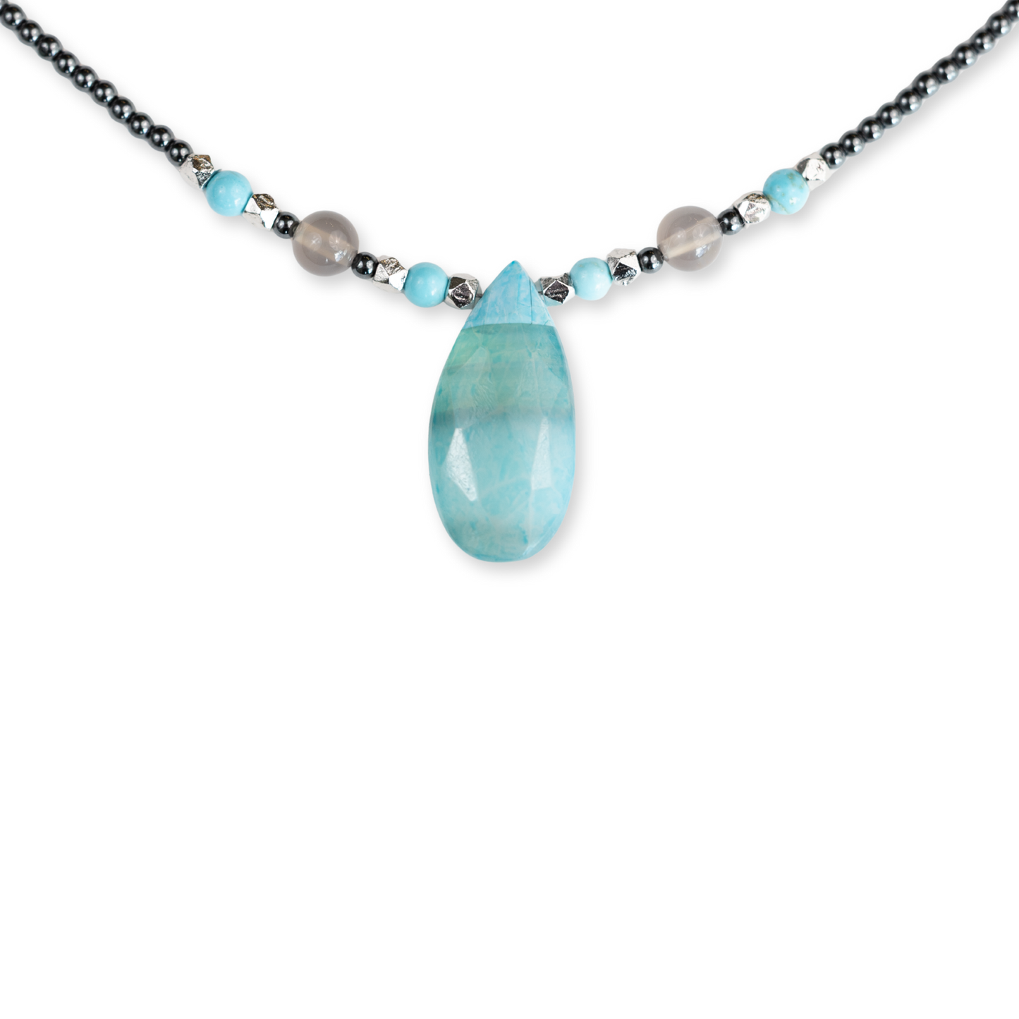 Sterling Silver Blue Lace Opal Teardrop Necklace