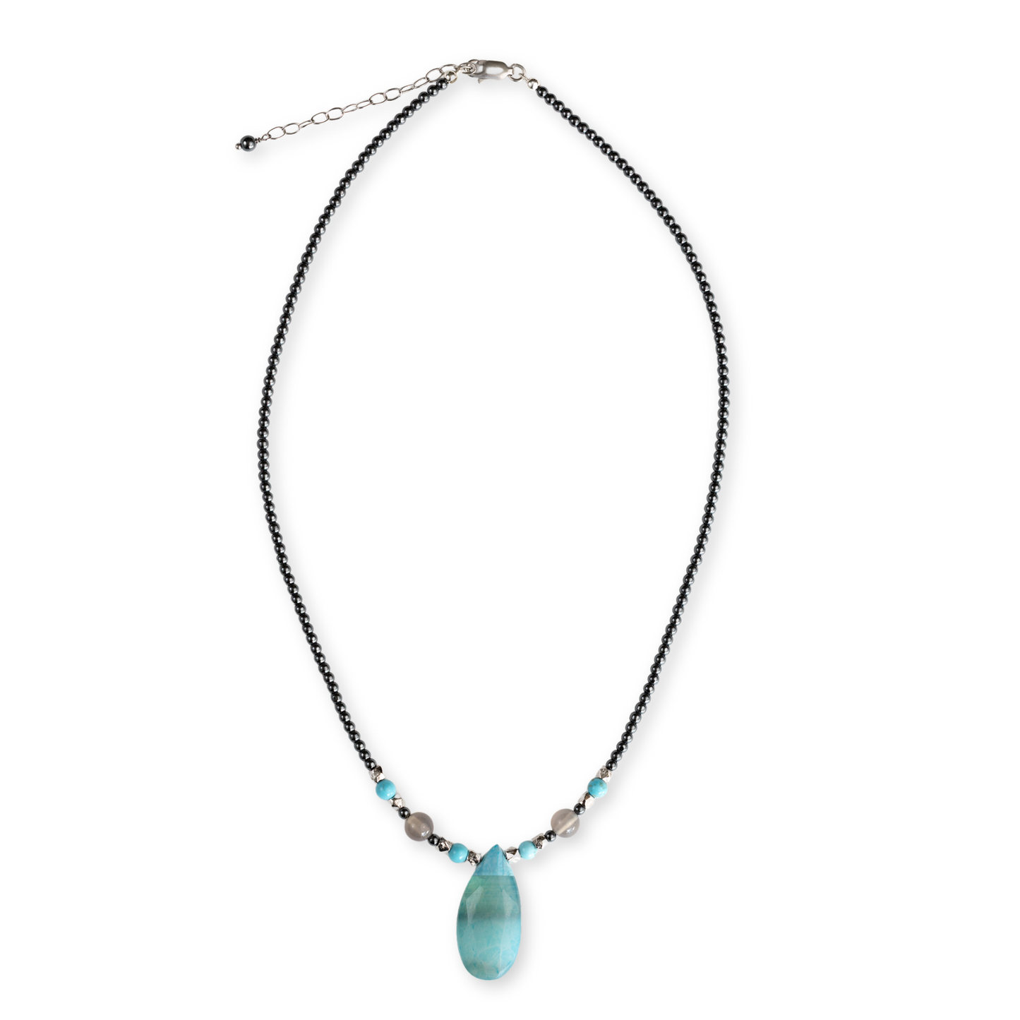Sterling Silver Blue Lace Opal Teardrop Necklace