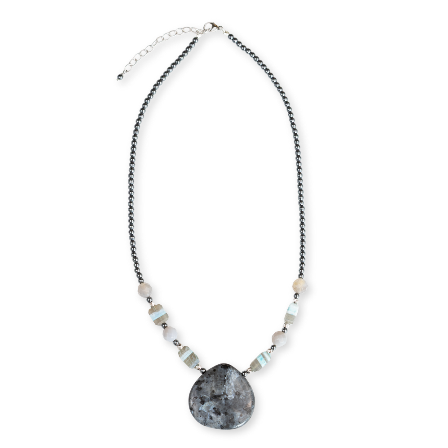 Sterling Silver Blue Lace Opal & Black Labradorite Necklace