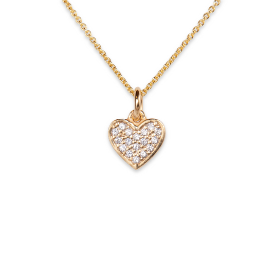 Gold Over Sterling CZ Heart Pendant on Chain