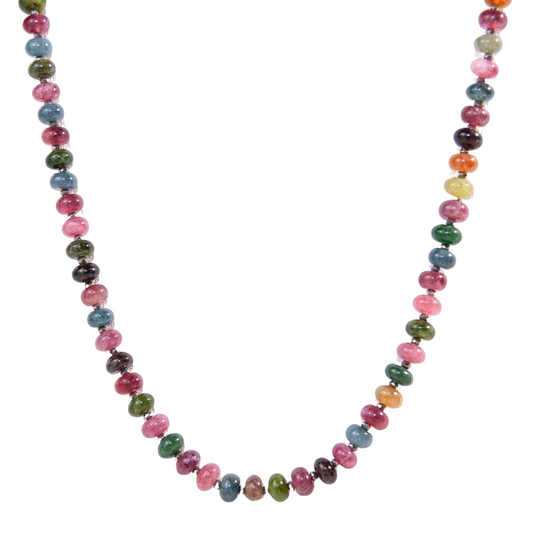 Sterling Silver Multicolor Jade Candy Necklace